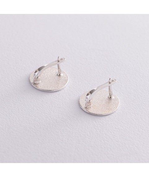 Silver earrings "Mirror" 122931 Onyx