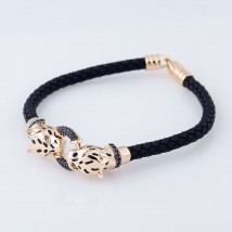 Rubber bracelet in gold "Panthers" with enamel and cubic zirconia b02365 Onix 19