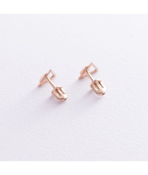 Stud earrings "Triangles" (red gold) s06973 Onyx