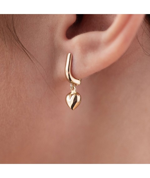 Earrings "Hearts" in yellow gold s08389 Onyx