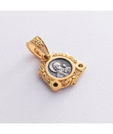 Silver pendant of the Kazan Mother of God 131973 Onyx