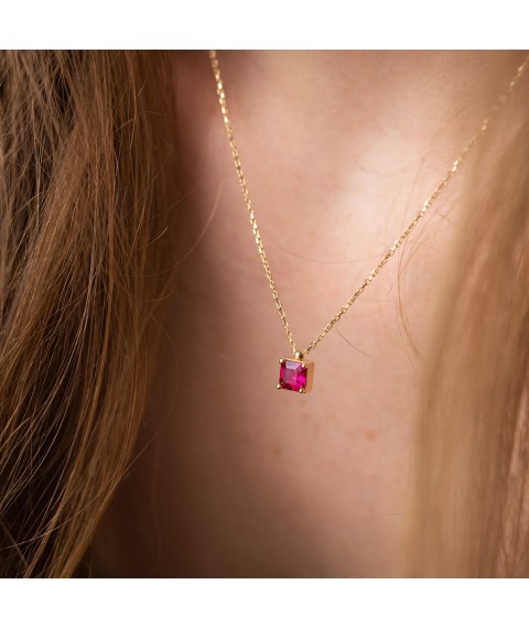 Gold necklace "Alma" (pink cubic zirconia) count02367 Onix 45