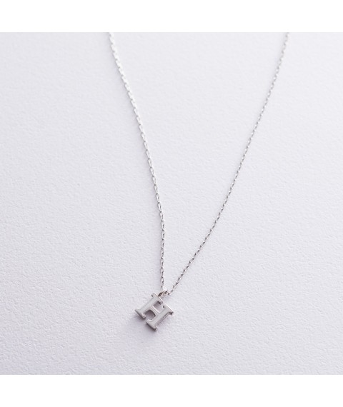 Серебряное колье с буквой Н 18620 Онікс  40