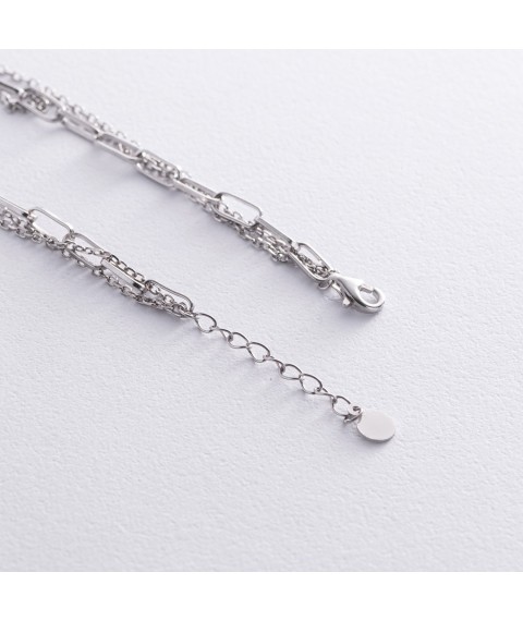 Triple silver necklace "Coins" 181244 Onix 43