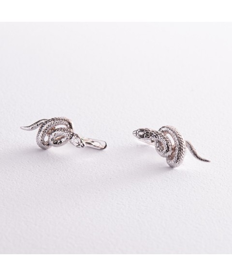 Earrings "Snakes" in white gold s07941 Onyx