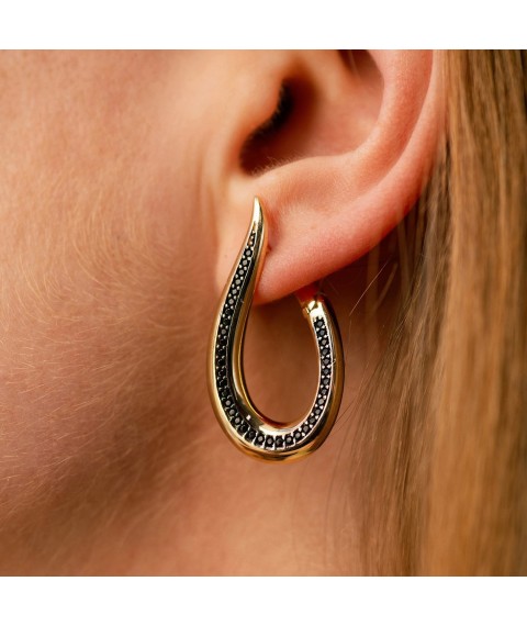 Gold earrings "Grace" s06560 Onyx