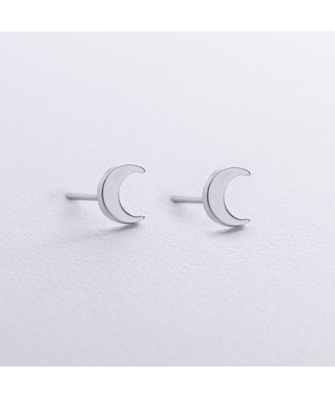 Срібні сережки - пусети "Місяць" 122815 Онікс