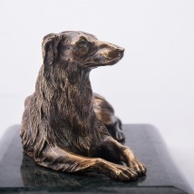 Handmade bronze figure "Dog" on a marble stand ser00033 Onix