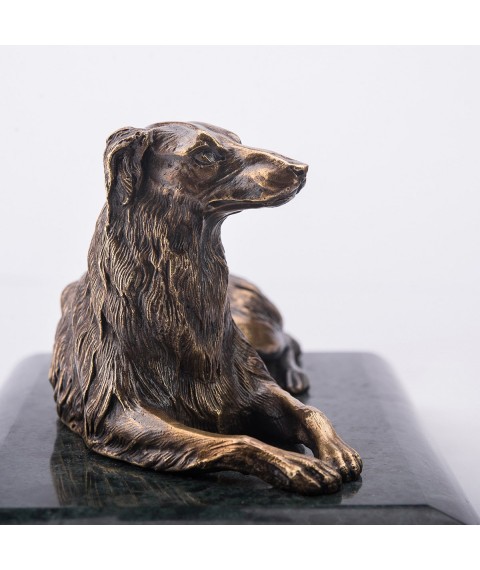 Бронзова фігура ручної роботи "Собака" на мармуровій підставці сер00033 Онікс