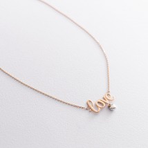 Золотое колье "Love" с сердечком кол01118 Онікс  45