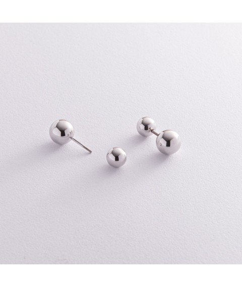 Earrings "Balls" in white gold s08244 Onyx