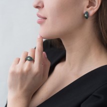 Gold earrings with sapphires, diamonds, demantoid sb0070gm Onyx