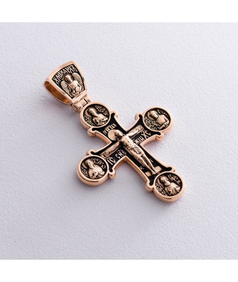 Золотой православный крест с чернением. Восемь святых п01404 Онікс