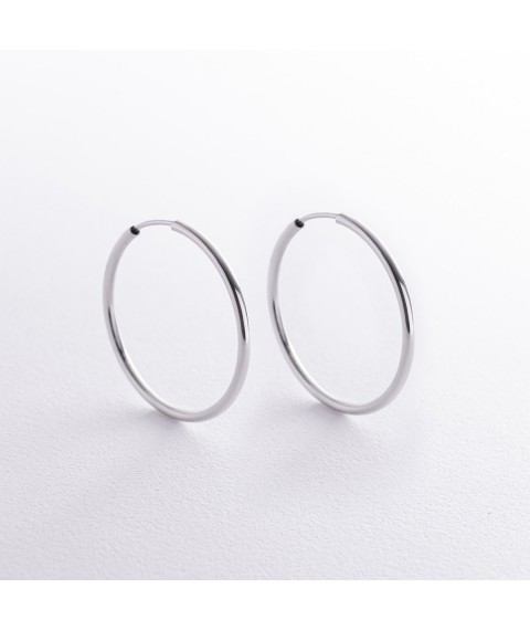 Earrings - rings in white gold (3.1 cm) s08531 Onyx