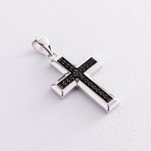 Cross in white gold (black cubic zirconia) p03492 Onyx