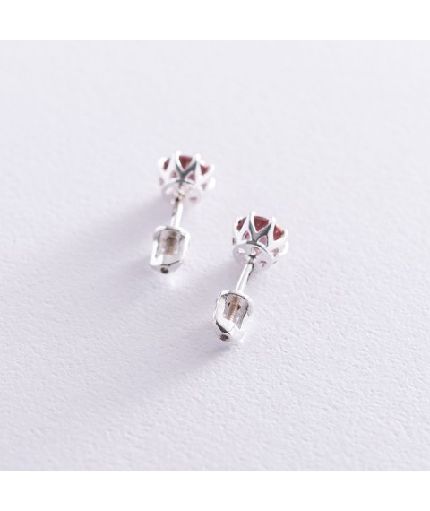 Silver earrings - studs (synthetic quartz) 122823 Onyx
