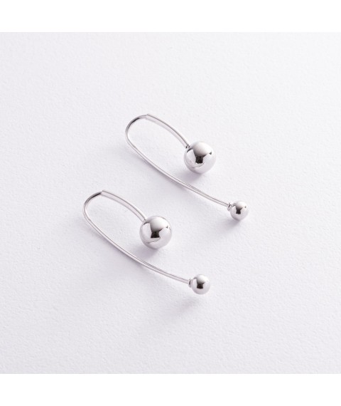 Earrings "Inspiration" with balls (white gold) s08370 Onix