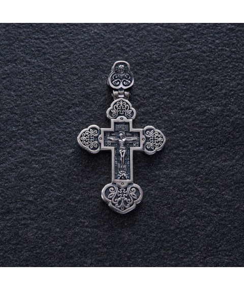 Серебряный православный крест (чернение) 132711 Онікс