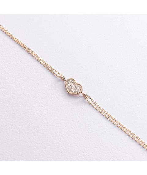 Bracelet "Heart" with diamonds (yellow gold) bb0049m Onix 22
