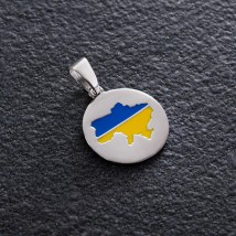 Серебряная подвеска "Карта Украины" с эмалью 940п Онікс