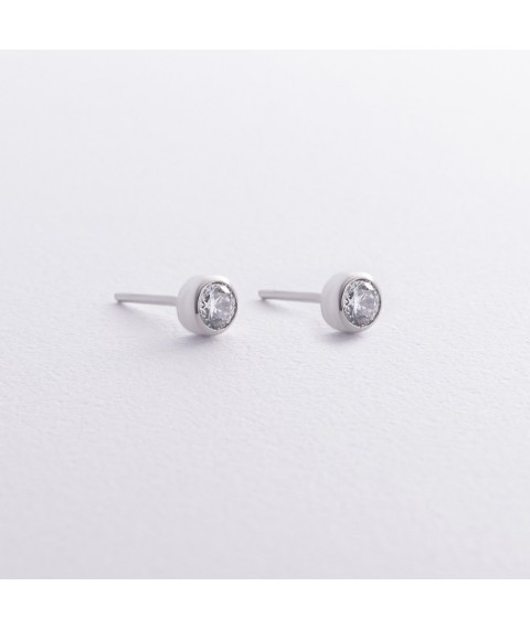 Silver earrings - studs (cubic zirconia) 122385 Onyx