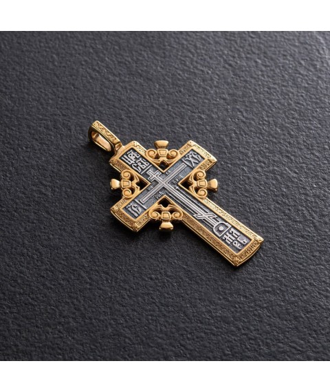 Срібний хрест з позолотою "Голгофський хрест" 131627 Онікс