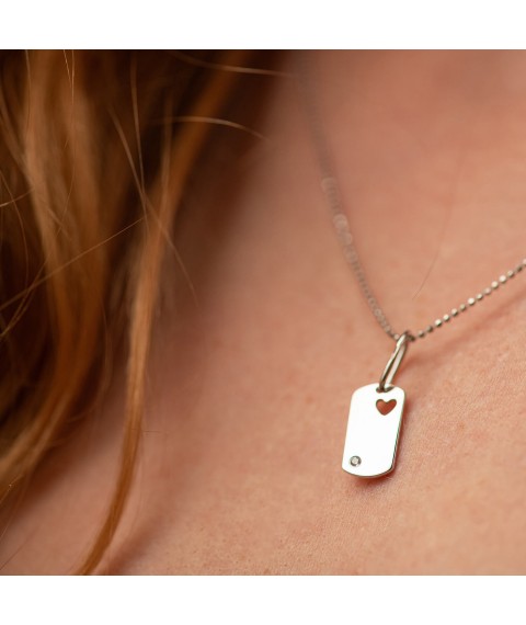 Pendant "Heart" for engraving (white gold) p03268 Onyx