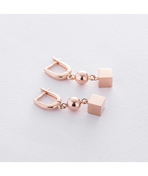 Gold earrings "Squares" s06187 Onyx