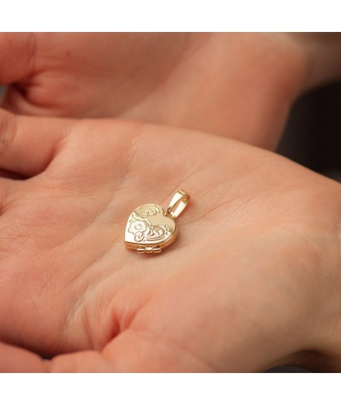 Pendant for photography "Heart" (yellow gold) p03893 Onix