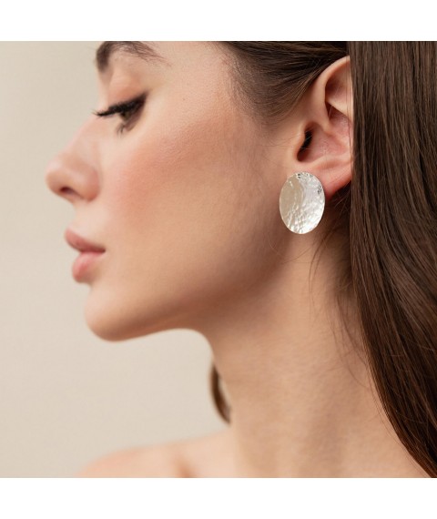 Large silver stud earrings "Sunny Bunnies" 122642 Onyx