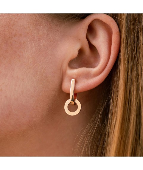 Earrings in red gold s08522 Onyx