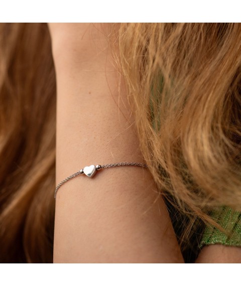 Silver bracelet "Heart" 905-01433 Onix 18