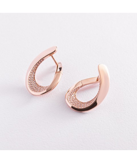 Gold earrings with white cubic zirconia s05811 Onyx