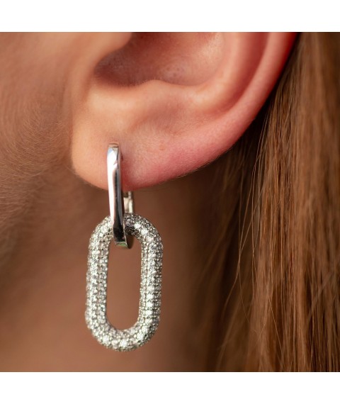 Earrings "Daniela" with cubic zirconia (white gold) s09032 Onyx