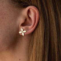 Earrings - studs "Clover" in yellow gold s08480 Onyx
