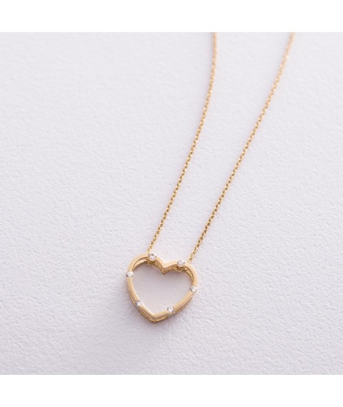 Gold necklace "Heart" (cubic zirconia) count01604 Onix 45