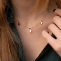 Necklace "Swallows" in yellow gold kol02022 Onyx 38
