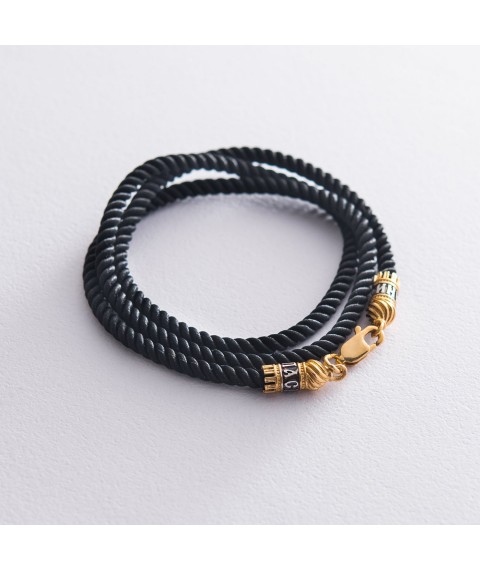 Silk cord "Save and Preserve" with silver gilded clasp (3mm) 18441 Onyx 55