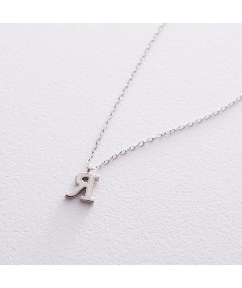 Silver necklace with the letter I 18971b Onix 45