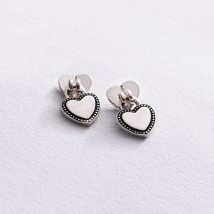 Срібні сережки - пусети "Замочок - серце" 123046 Онікс