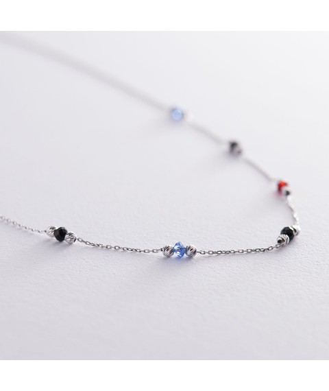 Silver necklace (multi-colored cubic zirconia) 181009 Onyx 45
