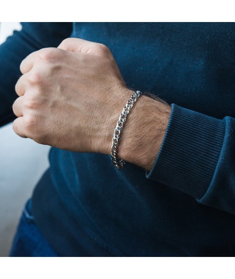 Men's silver bracelet (Rimbaud 1.2 cm) ro203211 Onix 21