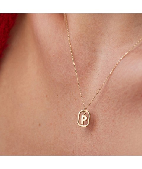 Necklace with the letter "P" in yellow gold col02463r Onyx 45