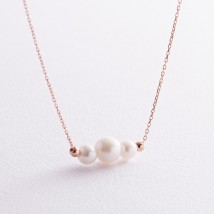 Necklace with balls and pearls (red gold) coll02406 Onix 45