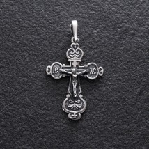 Silver cross with crucifix "Save and Preserve" 132663 Onyx