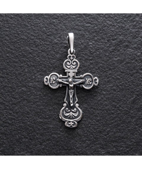Silver cross with crucifix "Save and Preserve" 132663 Onyx