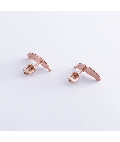 Gold earrings - studs "Feathers" s07903 Onix
