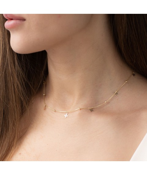 Necklace "Clover" in yellow gold col01670 Onix 45