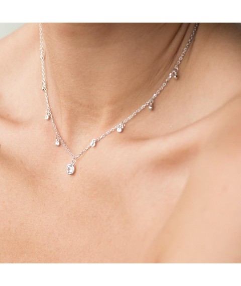 Silver necklace with cubic zirconia 18653 Onix 47