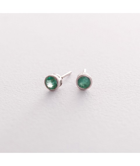 Gold stud earrings with emerald sb0295gl Onyx